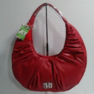 Badgley Mischka Red Vegan Leather Hobo Bag *NWT*